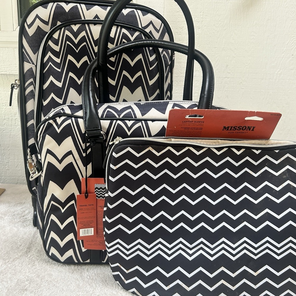 Missoni Target Carry On Spinner 22"|Laptop Case|Travel Tote Luggage Chevron SET